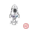 Распродажа 925 пробы стерлингового серебра подвеска в виде черепа смелая сверкающая звезда ракета луна подходит оригинальный браслет DIY ювелирные изделия подарки