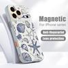 Чехол с узором Акула и Кит для iPhone 17 Pro Max Магнитный Для Magsafe Гибридный Тонкий Матовый Чехол Для iPhone 16 15 14 13 Pro Max