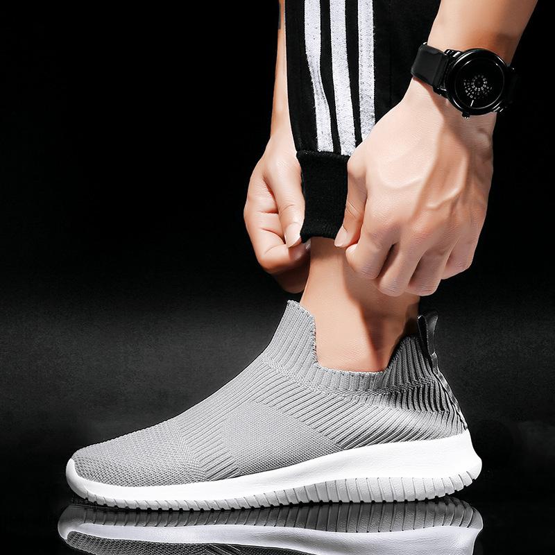 Спортивная обувь Мужские легкие кроссовки для бега Дышащие вязаные носки Белые спортивные туфли для медленного бега Мужская повседневная обувь