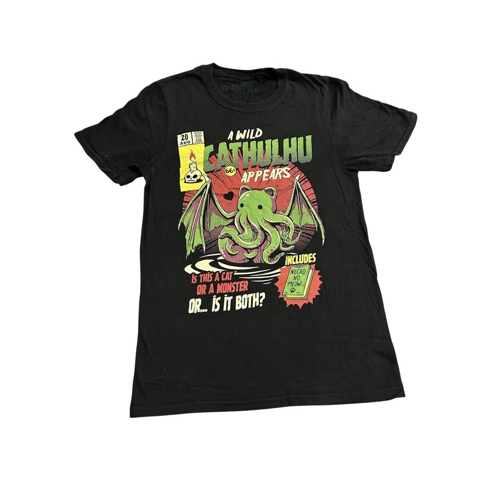 Black Matter Graphic Tee Mens XS Black Excellent A Wild Cathulhu Appears Comic Unisex T-Shirt