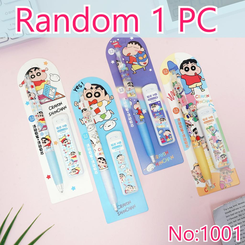 Crayon Shin-chan Mechanical Pencil Set 0.5mm Cute Cartoon Press Pencil No Sharpening Student School Stationery Gift Supplies