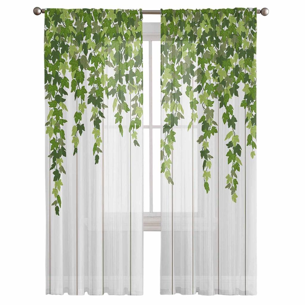 Весенние листья растений ротанга древесное зерно тюль прозрачные шторы для гостиной спальни кухни для окон вуаль шторы домашний декор