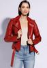 AL KHALID Motorcycle Style RED Women's Jacket Biker Stylish Real Soft Lambskin Leather