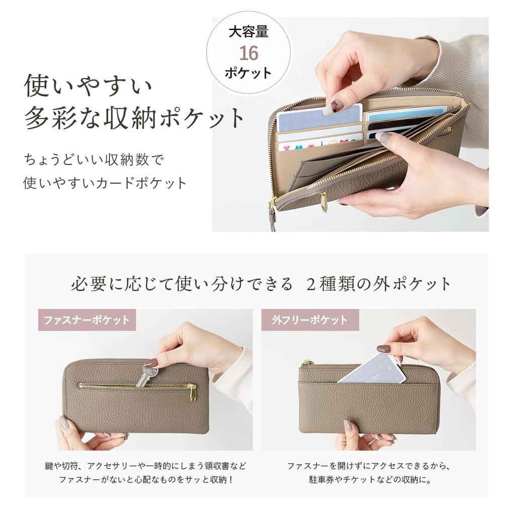 RafiCaro Long Genuine Large 20 Card Exterior Coin Silver Женский L-образный кошелек, Кожа, Вместимость, Слоты, Карман, Кошелек, Тонкий, Легкий,