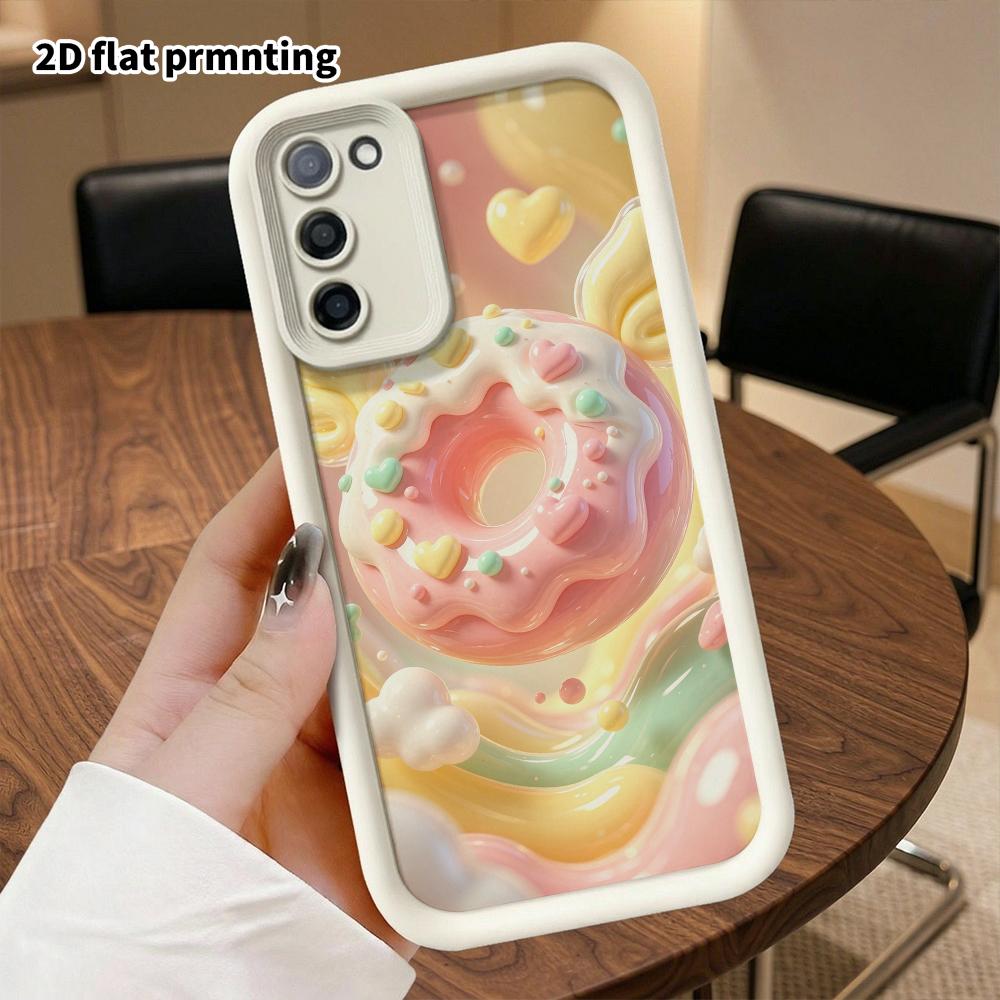 Phone Case: 2D flat design suitable for Samsung Galaxy A34 A35 M05 M06 S20 S22 S21 FE Plus 5G protective case, with winged donut, perfect Christmas an