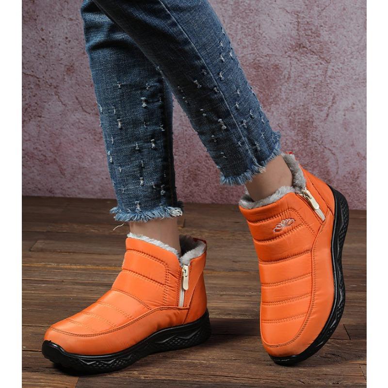 Модные зимние плюшевые женские ботинки Водонепроницаемые сноубутсы Повседневные ботильоны Большого размера Женские теплые меховые хлопковые ботинки