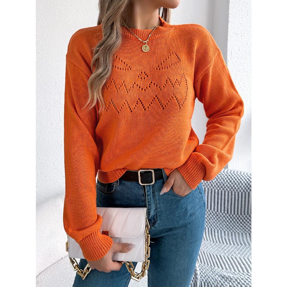 Женский вязаный свитер - Однотонный пуловер с рукавами-фонариками на шнуровке, Хэллоуин, женский топ