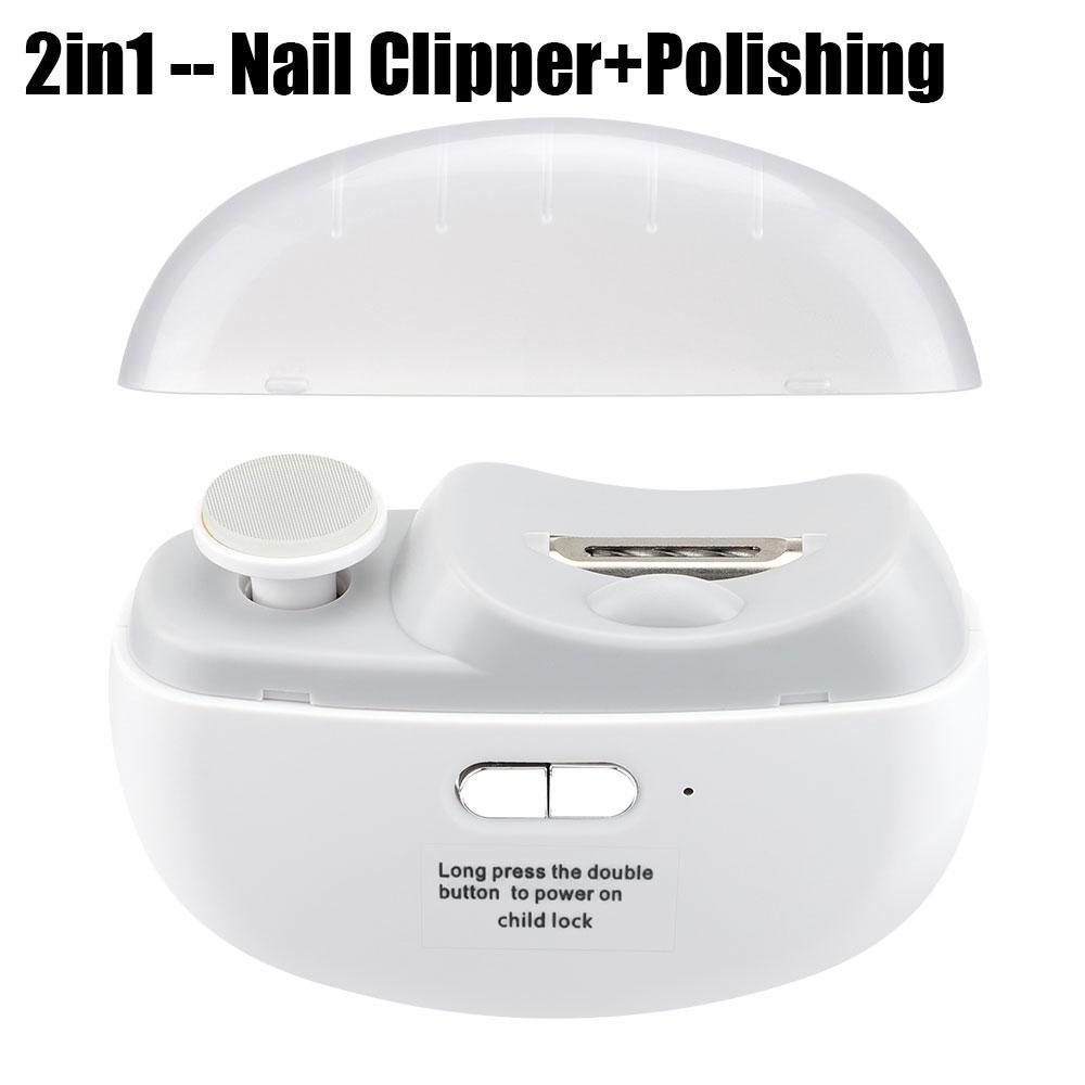 Электрическая вращающаяся машинка для стрижки ногтей 2 в 1 для шлифовки и полировки с подсветкой, автоматический аккумуляторный триммер для ногтей для младенцев и взрослых