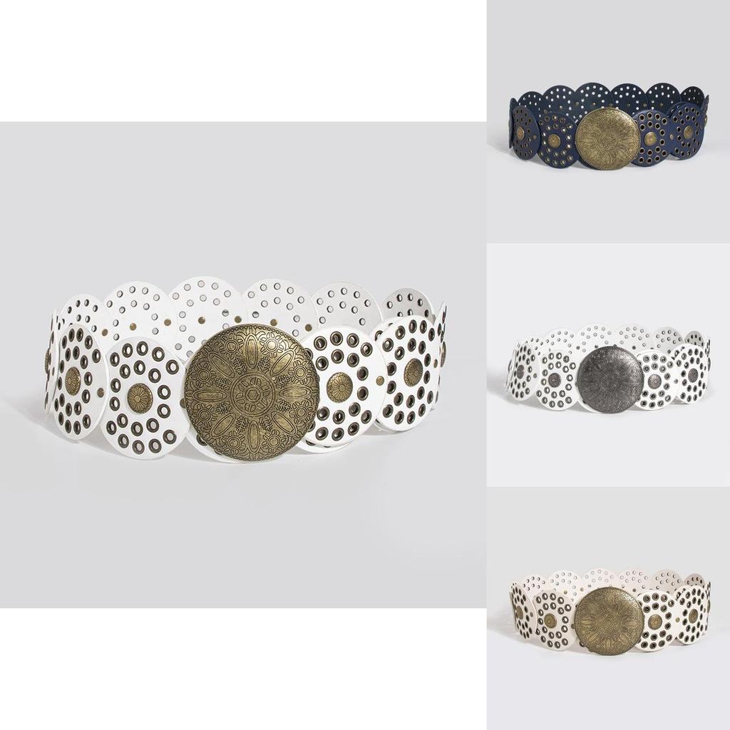 Винтажный Широкий Панк-Пояс С Заклепками и Люверсами Для Модной Уличной Одежды