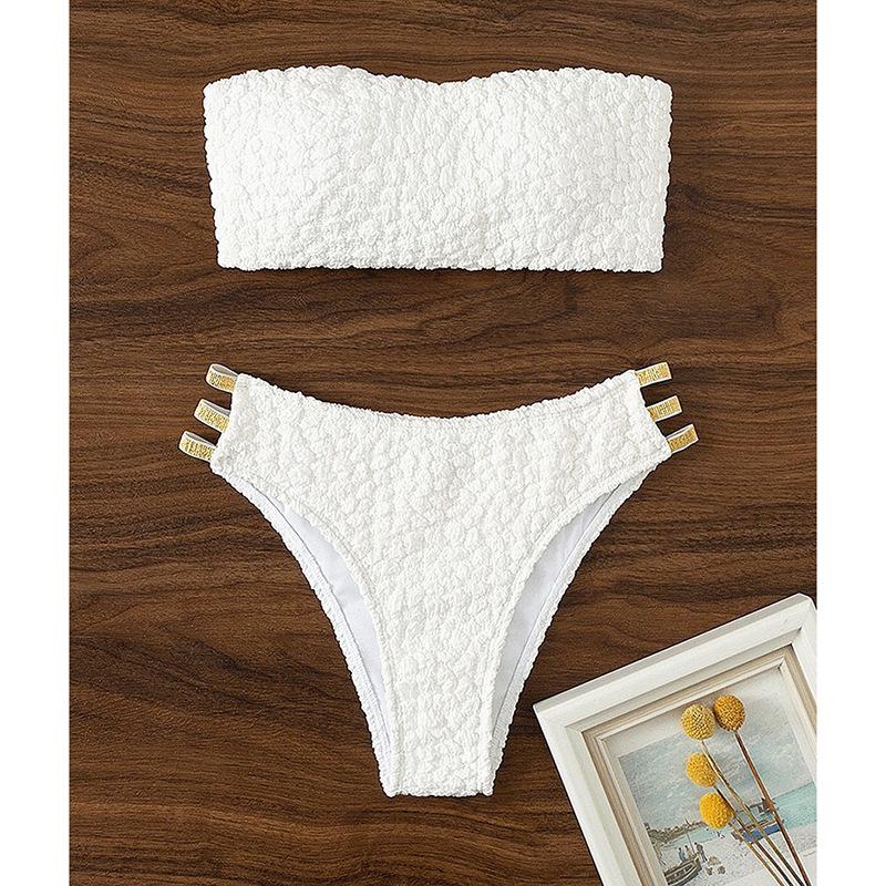 Женский купальник бикини без бретелей с вырезами и высокой талией, стринги - Бразильский пляжный купальник