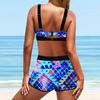 Женский купальник с плечевым ремнем, праздничный бикини с принтом, короткий купальник без рукавов