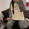 Womens Thermal Pajamas Set Long Sleeve Cute Cartoon Loungewear Winter Warm Sleepwear