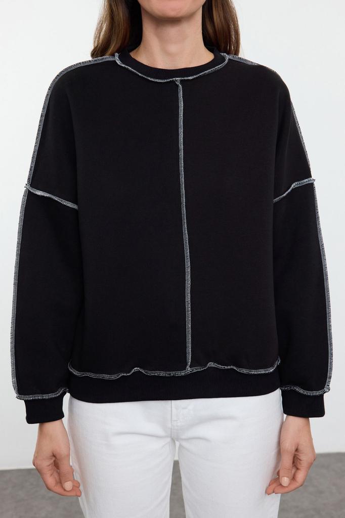 Женская модная стильная толстовка черного цвета Kariyoka, сшитая, большого размера, широкая, толстая флисовая внутри, трикотажная толстовка