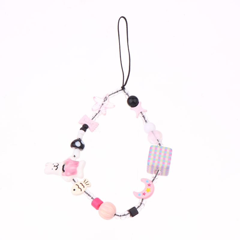Y2K Aesthetic Beaded Phone Chain Ins Style Cartoon Mobile Phone Lanyard Keycord Anti Lost Key Strap Bag Pendant Cellphone Straps
