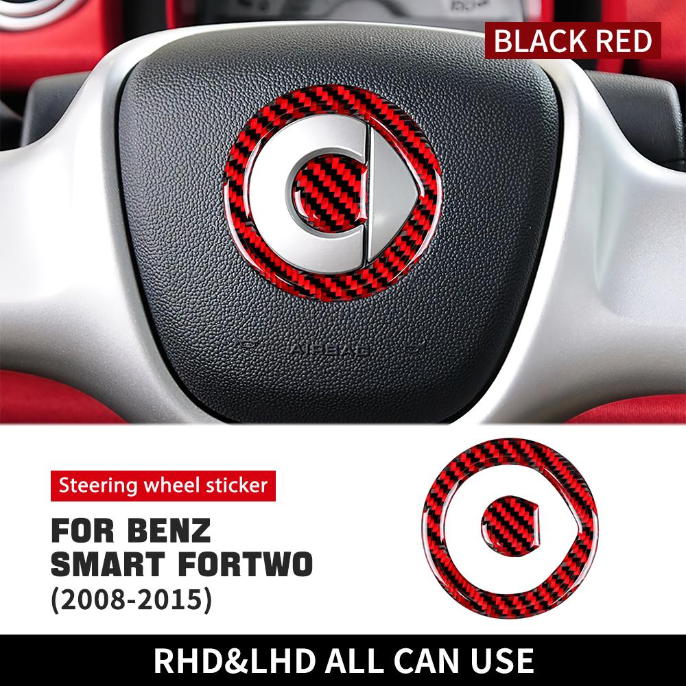 Carbon Fiber Steering Wheel Cover Sticker for Mercedes Benz Smart 451 Fortwo 2008-2015 Premium Anti-Scratch Center Mark Trim