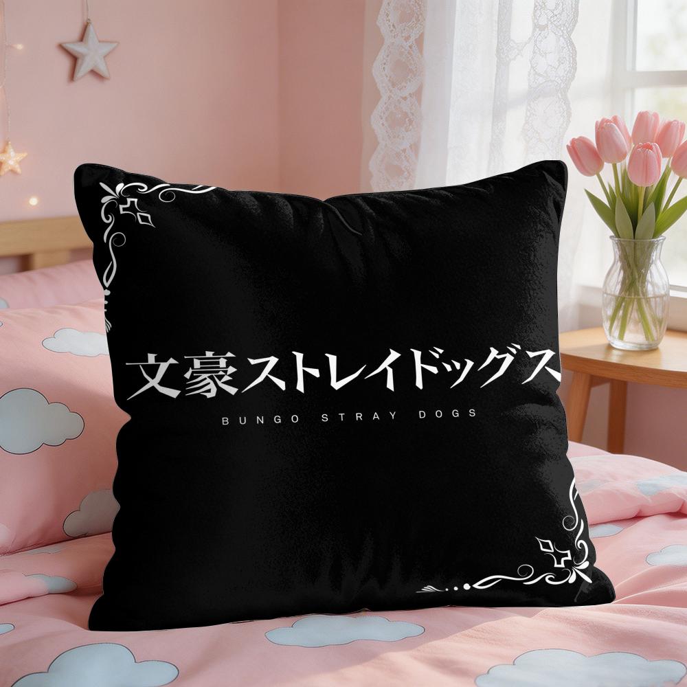 Bungo SStray Dogs Anime Cushion Cover Square Short Plush Pillow Case Living Room Sofa Home Decor Funda X