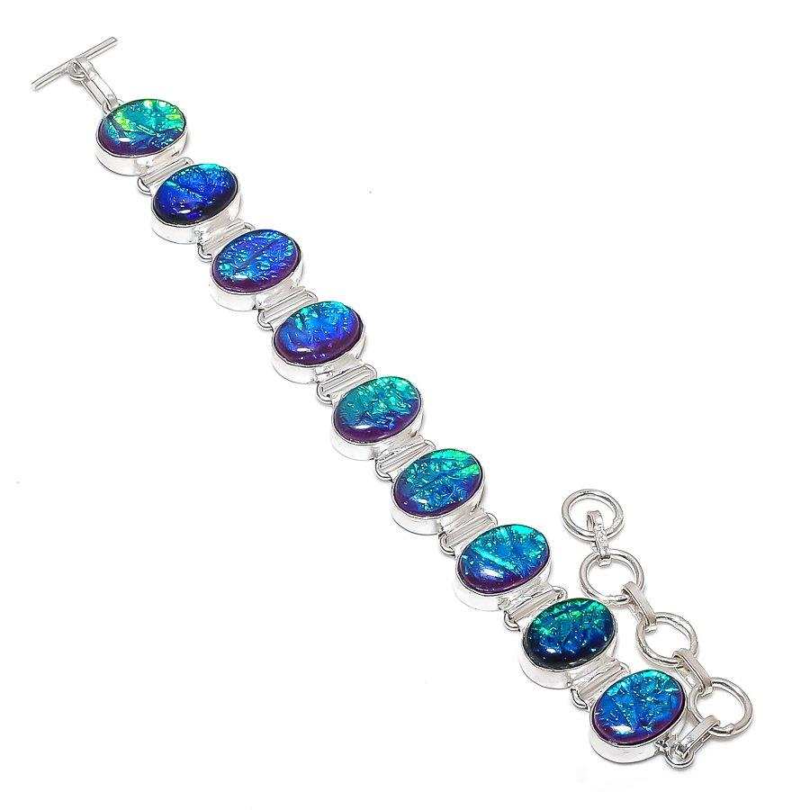 Blue Triplet Opal Gemstone 925 Sterling Silver Bracelet 7-8"