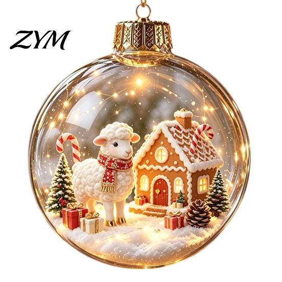 Indoor Outdoor Xmas Decor Glowing Christmas Story Ornament, Light?Up Mini Holiday Scene Hanging Ball with Warm Seasonal Home Accents LED Light,