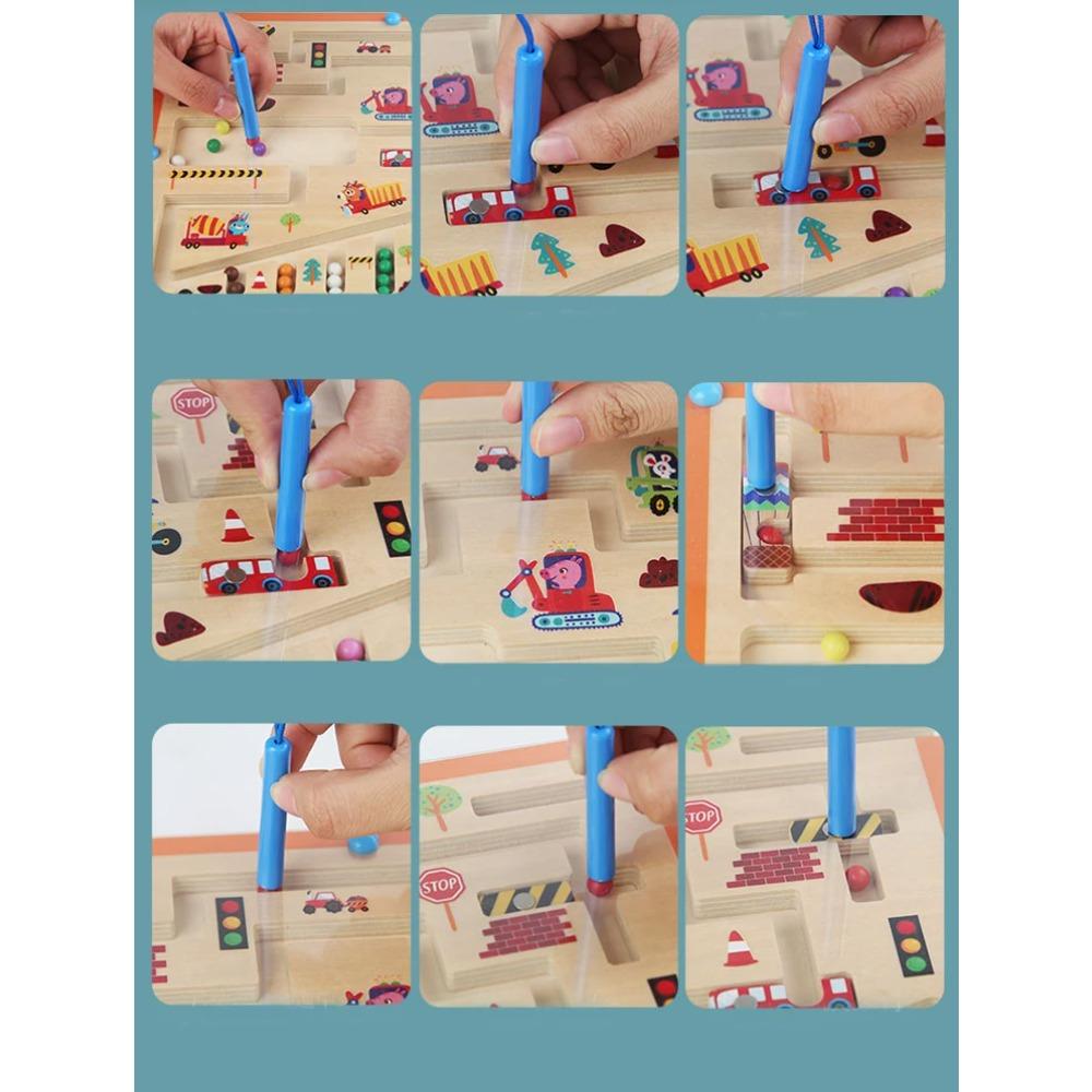 Детские деревянные магнитные цветные и цифровые лабиринты, обучающие образовательные игрушки, одинаковые по цвету игрушки Монтессори, деревянные игрушки, подарок для детей