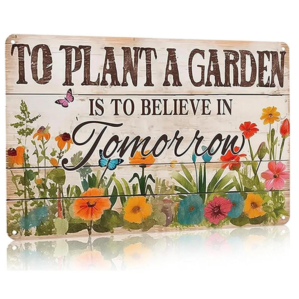 Bestylez Metal Wall Decor Sign Vintage Gardening Tin Sign Green Plant Decor