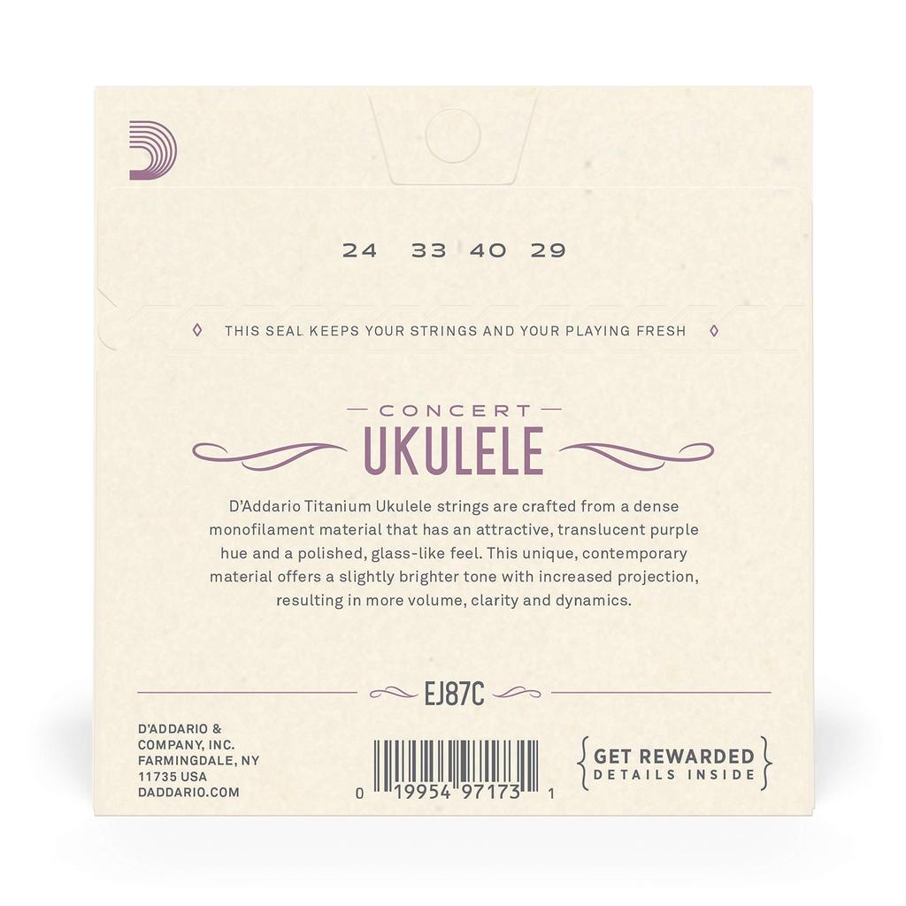 Ukulele String EJ87C Titanium Concert Concert D'Addario []