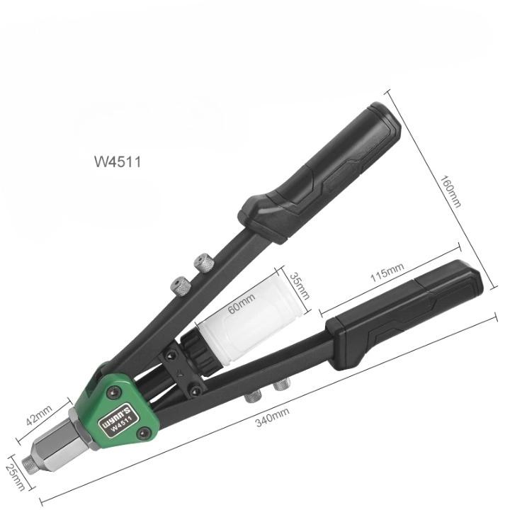Набор ручных заклепочных пистолетов с 16 размерами головок заклепок, сверхпрочный одноручный заклепочный инструмент для металла, пластика и кожи