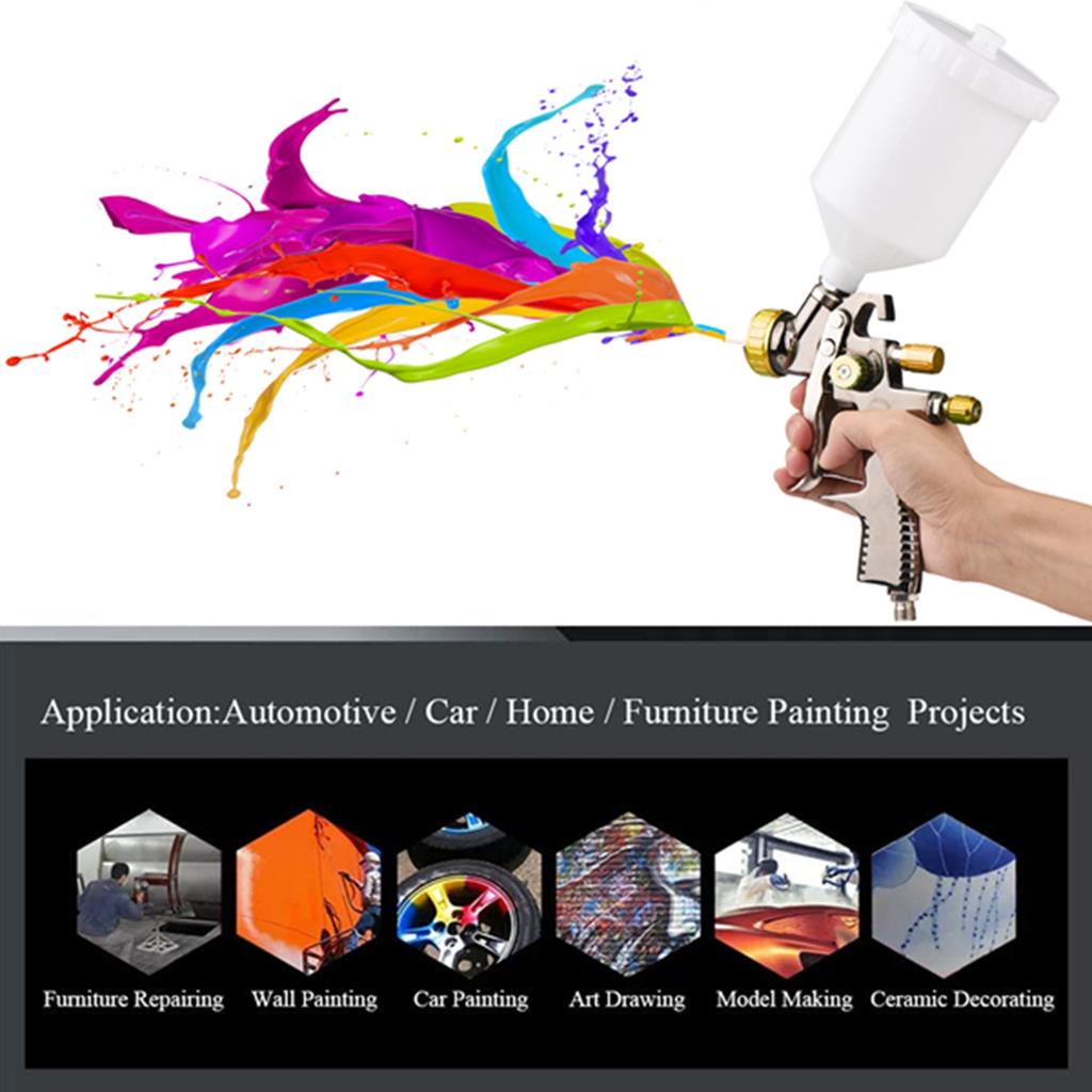 LVLP 1.8mm Air Spray Gun Kit 600cc Fluid Cup  Feed Air Paint Sprayer Mini Handheld 360 Degree Paint Spraying Gun for