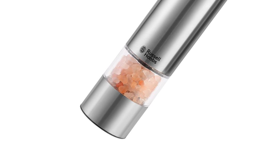 RUSSELL HOBBS Mini Electric Salt and Pepper Mill, 7935JP, Adjustable Coarseness, for Rock Salt, Pepper, and Spices