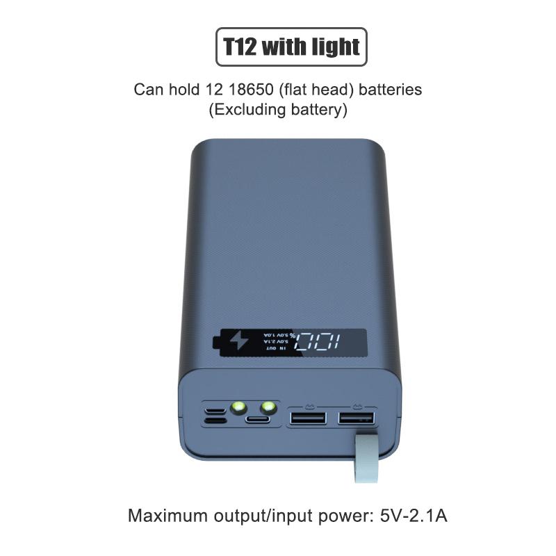 T12 Быстрая Зарядка Qc3.0 DIY 12 x 18650 Корпус Power Bank Держатель Портативный Контейнер для Хранения Батарей С ЖК-Дисплеем