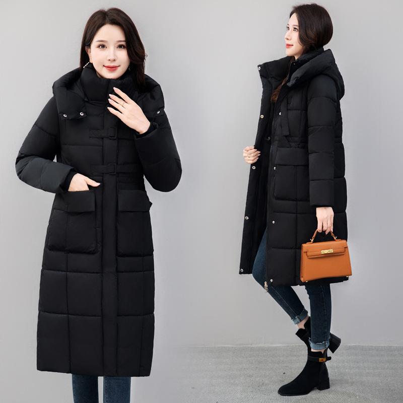 Пуховая хлопковая одежда женская средняя и длинная выше колена модная иностранная новая зимняя женская хлопковая одежда куртка