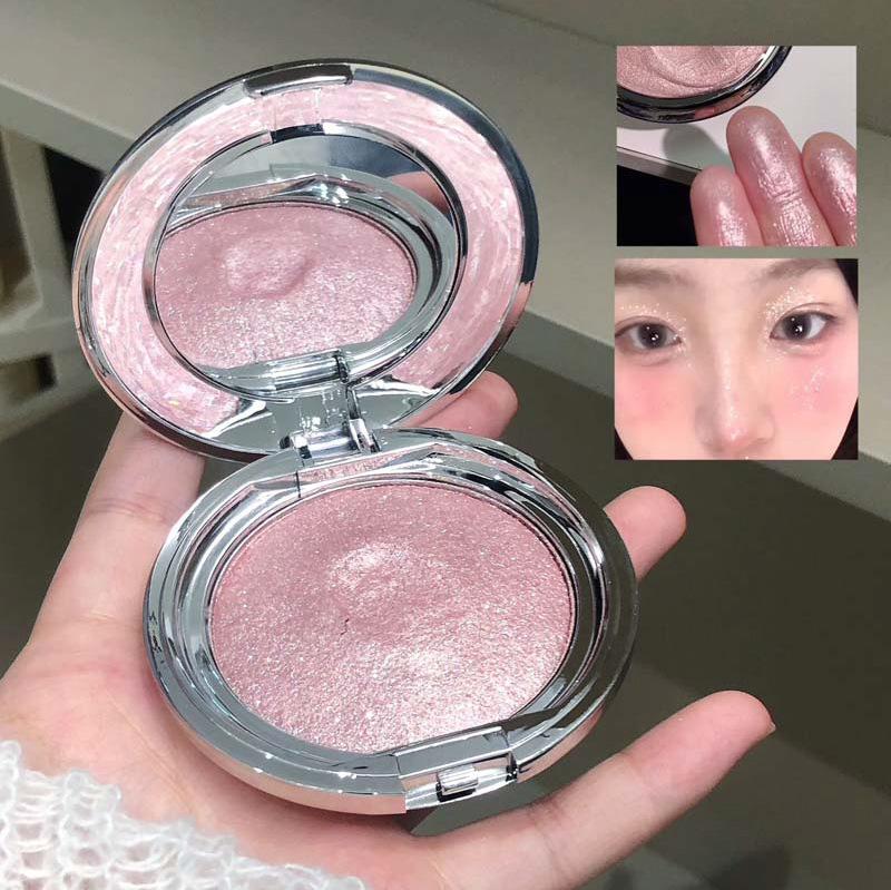 KAKASHOW Single Shade Halo Highlighter Balm 10g Glass-Sheen Wet-Glow Cream-to-Powder Portable Mirror