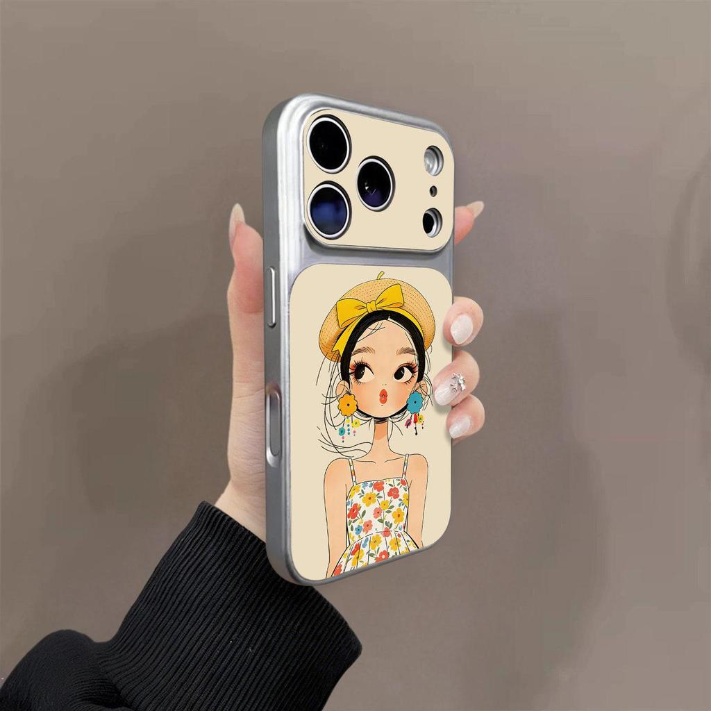 Чехол для телефона с цветочной девочкой: Совместимо с iPhone 17 Pro Max, 16 Pro, 15 Pro Max, 14 Pro - Противоударный дизайн