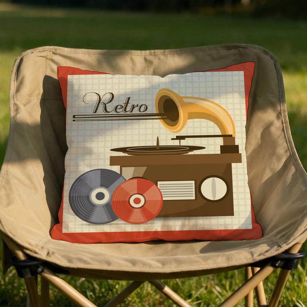 Retro Speaker Piano Rock Cushion Cover Soft Reversible Durable Pillow Cover MultiScene Use for Home Car Daily Comfort