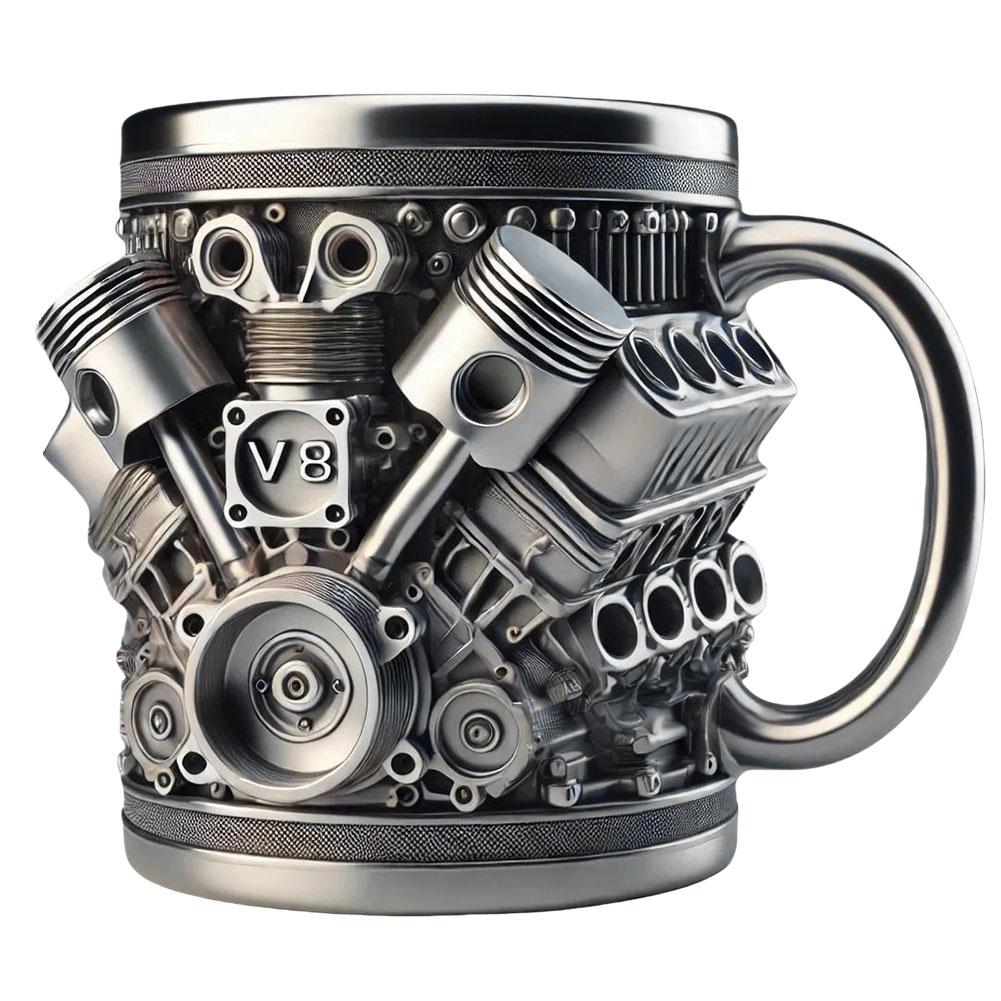 Engines Stainless Steel Cup Handmade Engines Coffee Cup For Car Enthusiasts Capacity Tea Mug For Home Or Office Unique 3D
