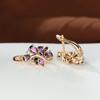 1 пара серьги-клипсы в форме капли с радужным камнем в стиле хип-хоп, цветочные украшения, серьги с цветами, эффектные милые серьги золотого цвета, женский подарок