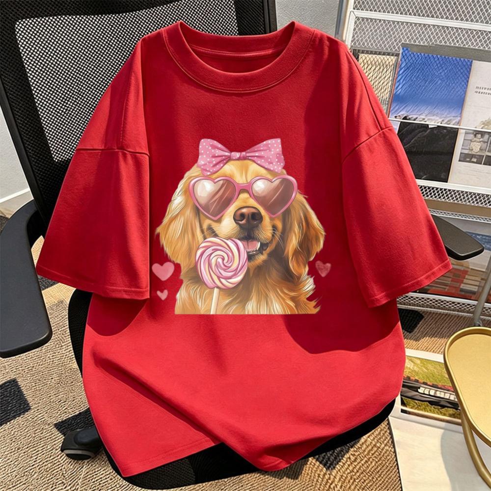Valentines Day Shirt Valentine Golden Retriever Tee Coquette Golden Retriever Lover Gift Dog Mom Cotton Tee Lovers Clothes