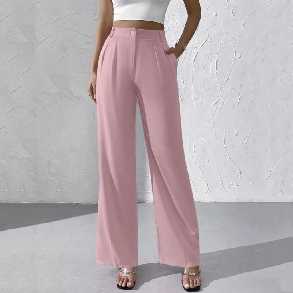 Women's Solid Color Casual Elegant Solid Color High Sag Wide-leg Formal Suit Pants Long Pants