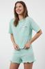 Women's Style Pajama Set Mint Cotton Printed T-shirt-Shorts Knitted Pajama Set