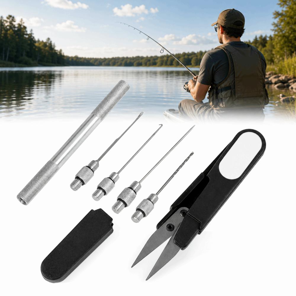with Line Scissors Fishing Bait Needle Secure Grip Bait Drill Stringer Bait Needle Kit  for Corn
