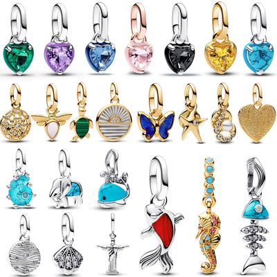 Красочный Шарм-подвеска Мини Сердце Чакры Подходит для Браслета Бренда Me/Moment Медь Эмаль и Кристалл Ювелирная Подвеска Подарок