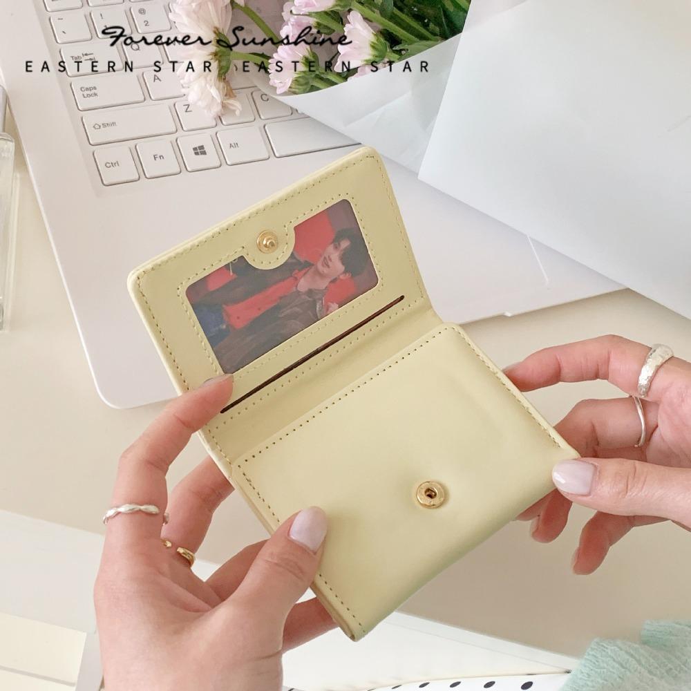 Korean Style Cartoon Short Wallet Solid Color Coin Purse Fashion Three Fold Card Bag Outdoor