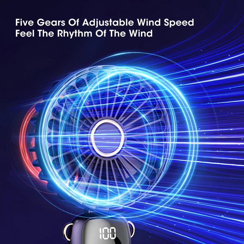 2025 New 3000mAh Portable Fan Rechargeable 90° Foldable Fan Mini Air Conditioner Small Fan Air Cooler with LED Digital Display