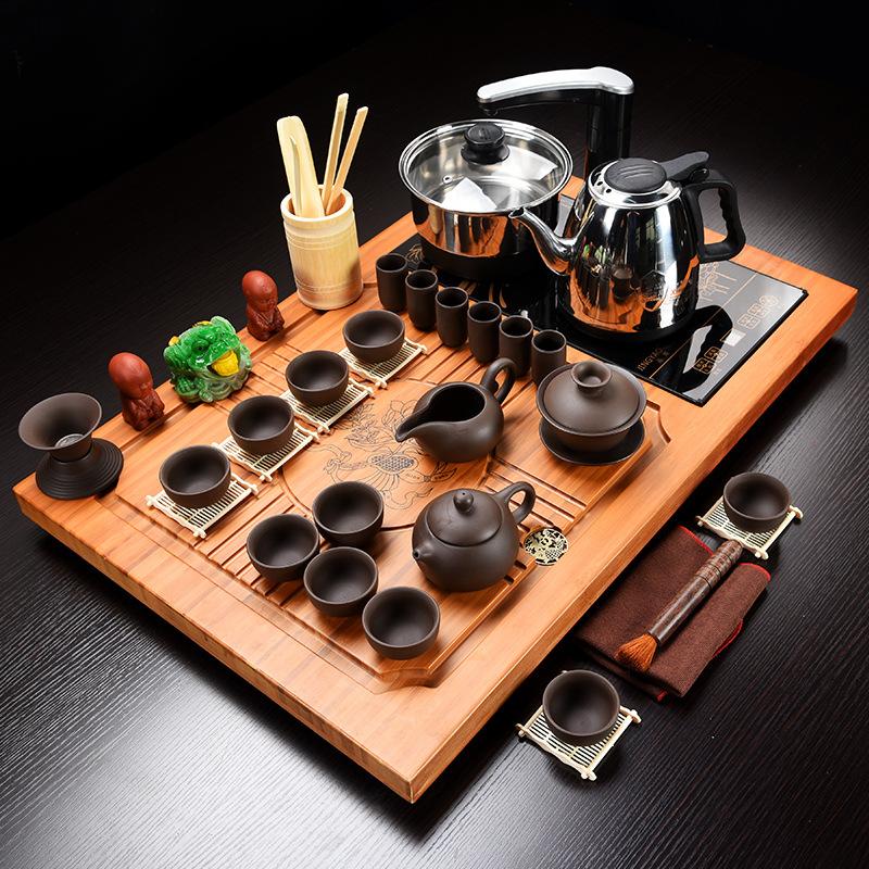 Чайный сервиз кунг-фу, чайник, высококачественный китайский однотонный чайный поднос, бытовая чайная доска, чахай/чайный столик, все товары