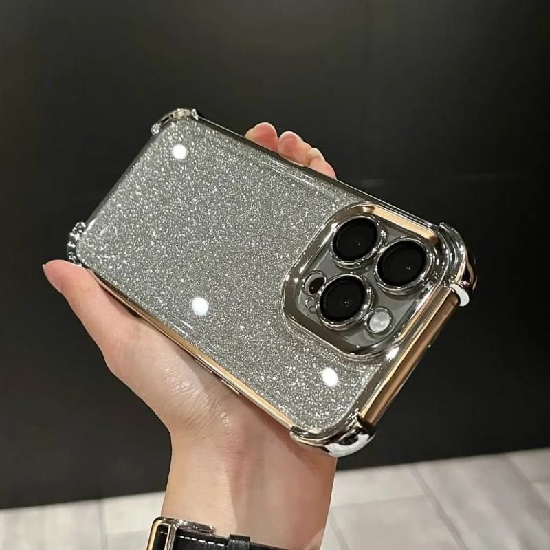 Применимо к iPhone16proMax Новогодний блестящий чехол для мобильного телефона гальванический airbag Apple 15 четыре угла противоударный защитный чехол