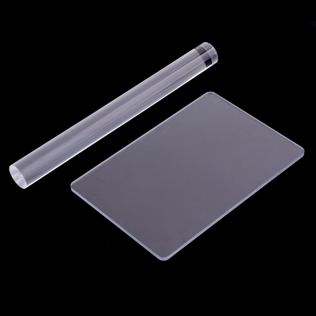 2pcs Acrylic Clay Roller with Acrylic Sheet Acrylic Clay Non-Stick Rollers for Shaping and Sculpting, Polymer Clay Tool