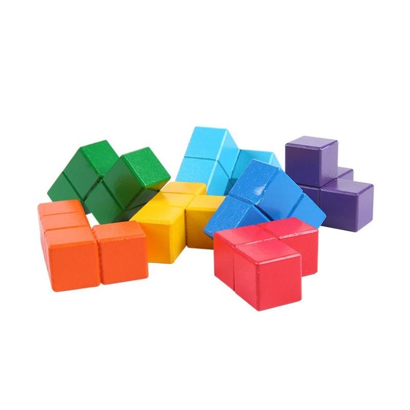 НОВЫЕ 3D Деревянные Игрушки Кубик Сома Дети Раннее Образование Строительный Блок Монтессори Головоломка Игры Игрушки Штурм Мозга Игра Сенсорная Игрушка