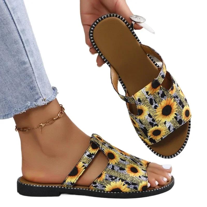 Модные туфли на плоской подошве в стиле бохо для женщин, летние гладиаторские тапочки, женские, большого размера, мягкие пляжные шлепанцы, женские тапочки NoEnName NuII, размер 43