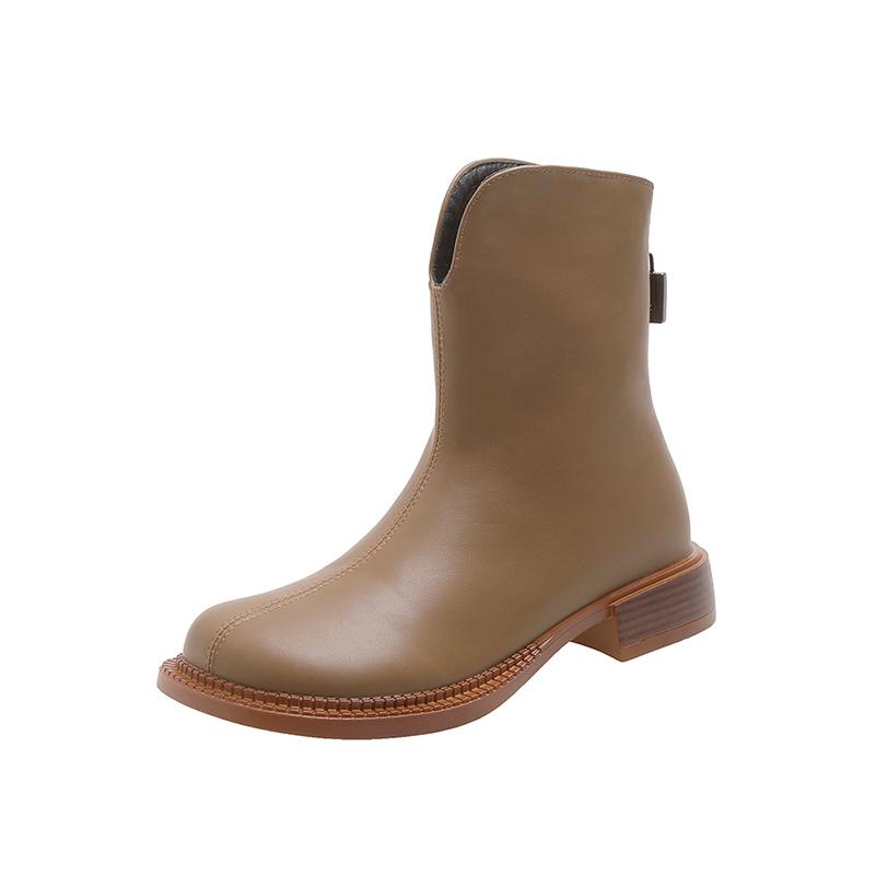 Meotina Женские ботильоны с круглым носком на платформе на молнии на плоской подошве в сдержанном стиле, короткие ботинки, женская модная обувь, осенне-зимняя обувь абрикосового черного цвета 43