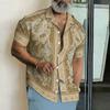 Men's 3D Print Paisley Floral Ethnic Shirt, Collar Short Sleeve Casual Top, Spring & Summer Outdoor Outings