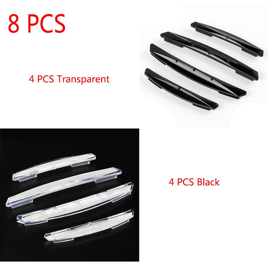 8 Pcs Black+Transparent PVC Universal Car Door Edge Scratch Anti-Collision Strip
